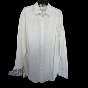 LUXURY EQUILIBRIO Mens White Button Front Shirt XLT Sexy Date Night